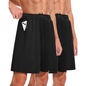 Men’s Athletic Gym Shorts – Quick Dry Black Casual Basketball Shorts with Pockets for Running Workout Activewear(Yo–black/Black)
