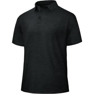 Polo Shirts for Men – Quick Dry Moisture Wicking Black Short Sleeve Performance Golf T Shirts for Casual Work Athletic(1-black)