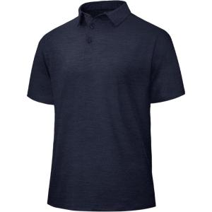 Polo Shirts for Men – Quick Dry Moisture Wicking Black Short Sleeve Performance Golf T Shirts for Casual Work Athletic(2-navy Blue)