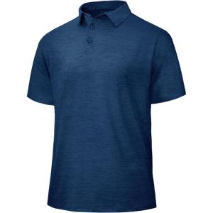 Polo Shirts for Men – Quick Dry Moisture Wicking Black Short Sleeve Performance Golf T Shirts for Casual Work Athletic(3-dark Blue)