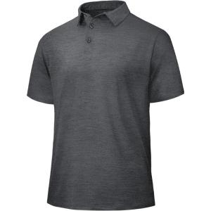 Polo Shirts for Men – Quick Dry Moisture Wicking Black Short Sleeve Performance Golf T Shirts for Casual Work Athletic(4-dark Grey)