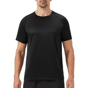 Workout Mens Shirts – Casual Black Quick Dry Moisture Wicking T-Shirts Crew Neck Short Sleeve for Gym Athletic Running(1-black)