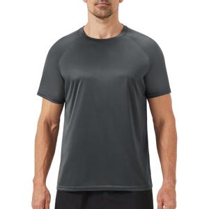 Workout Mens Shirts – Casual Black Quick Dry Moisture Wicking T-Shirts Crew Neck Short Sleeve for Gym Athletic Running(6-dark Grey)