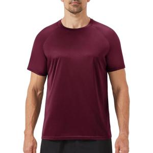 Workout Mens Shirts – Casual Black Quick Dry Moisture Wicking T-Shirts Crew Neck Short Sleeve for Gym Athletic Running(7-wine Red)