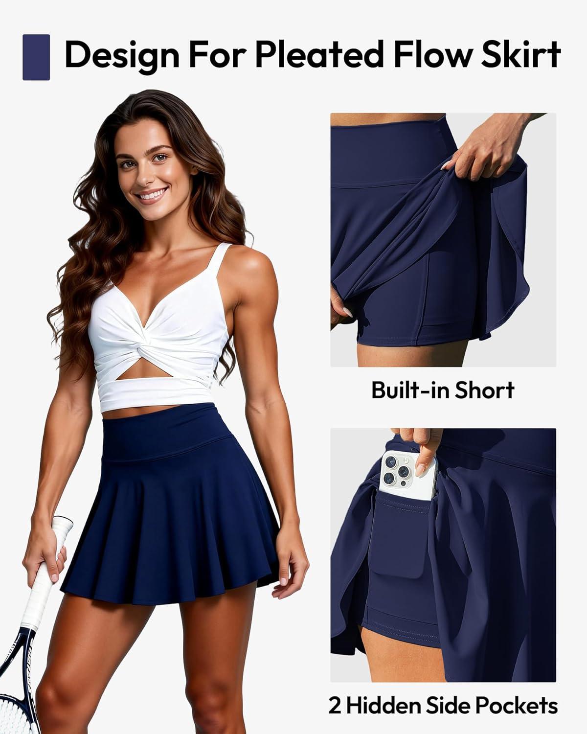 image:imageCE CERDR 35 Pack Womens Tennis Skirts High Waisted Pleated Athletic Skorts with Pockets Golf Workout Skirt5 Pack Black white navy khaki red