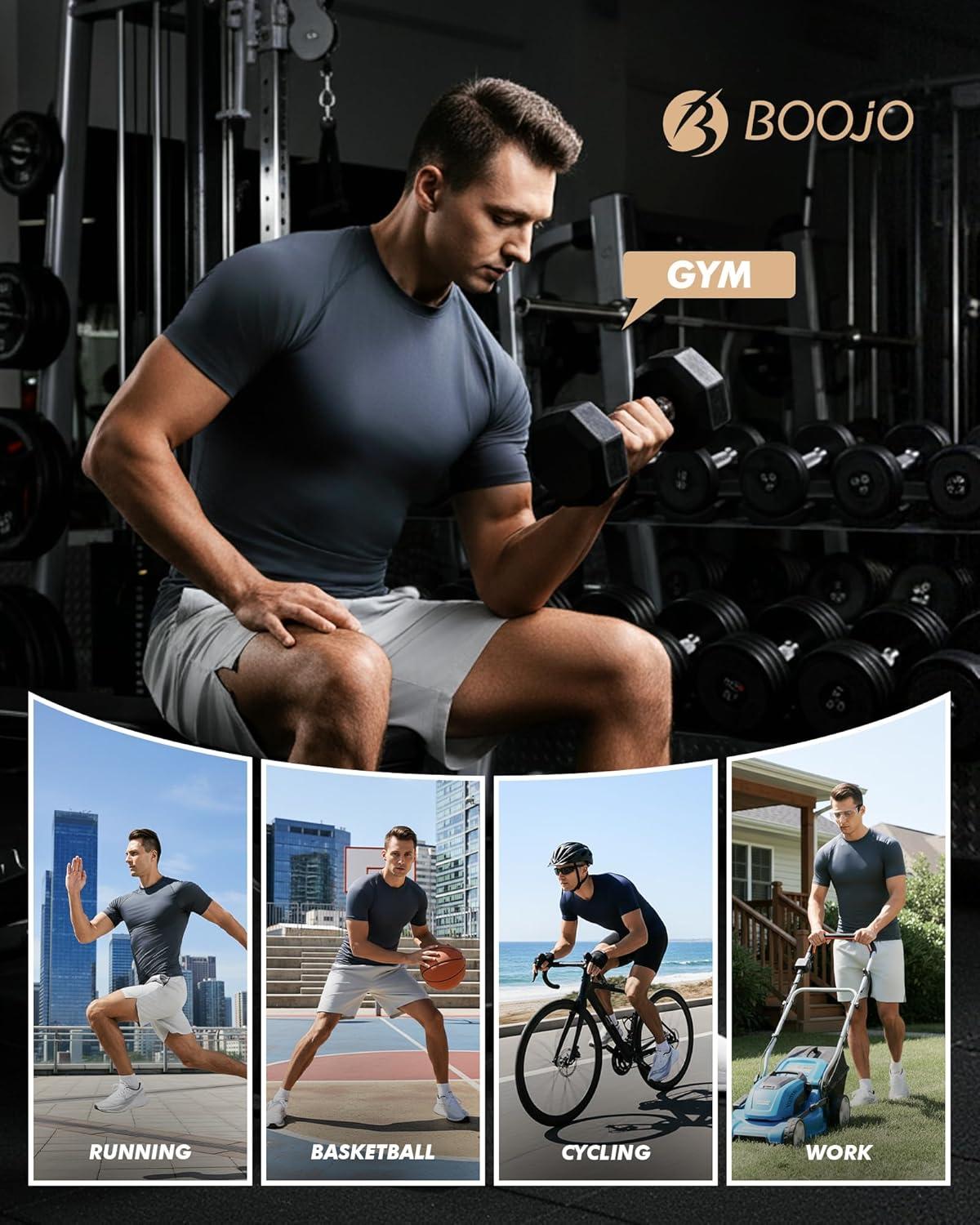 image:image5 Pack Short Sleeve Compression Shirt Men Workout Quick Dry Base Layer Shirts Moisture Wicking Top for Gym Athletic2blackBlackBlackBlackBlack
