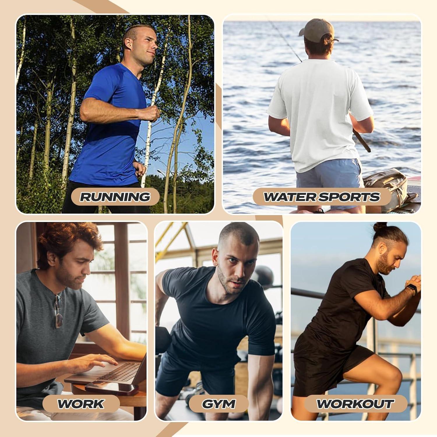 image:imageWorkout Mens Shirts Casual Black Quick Dry Moisture Wicking TShirts Crew Neck Short Sleeve for Gym Athletic Running11sky Blue