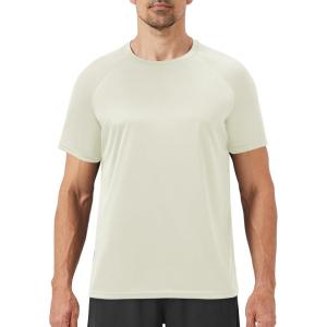 Workout Mens Shirts – Casual Black Quick Dry Moisture Wicking T-Shirts Crew Neck Short Sleeve for Gym Athletic Running(Oatmeal)