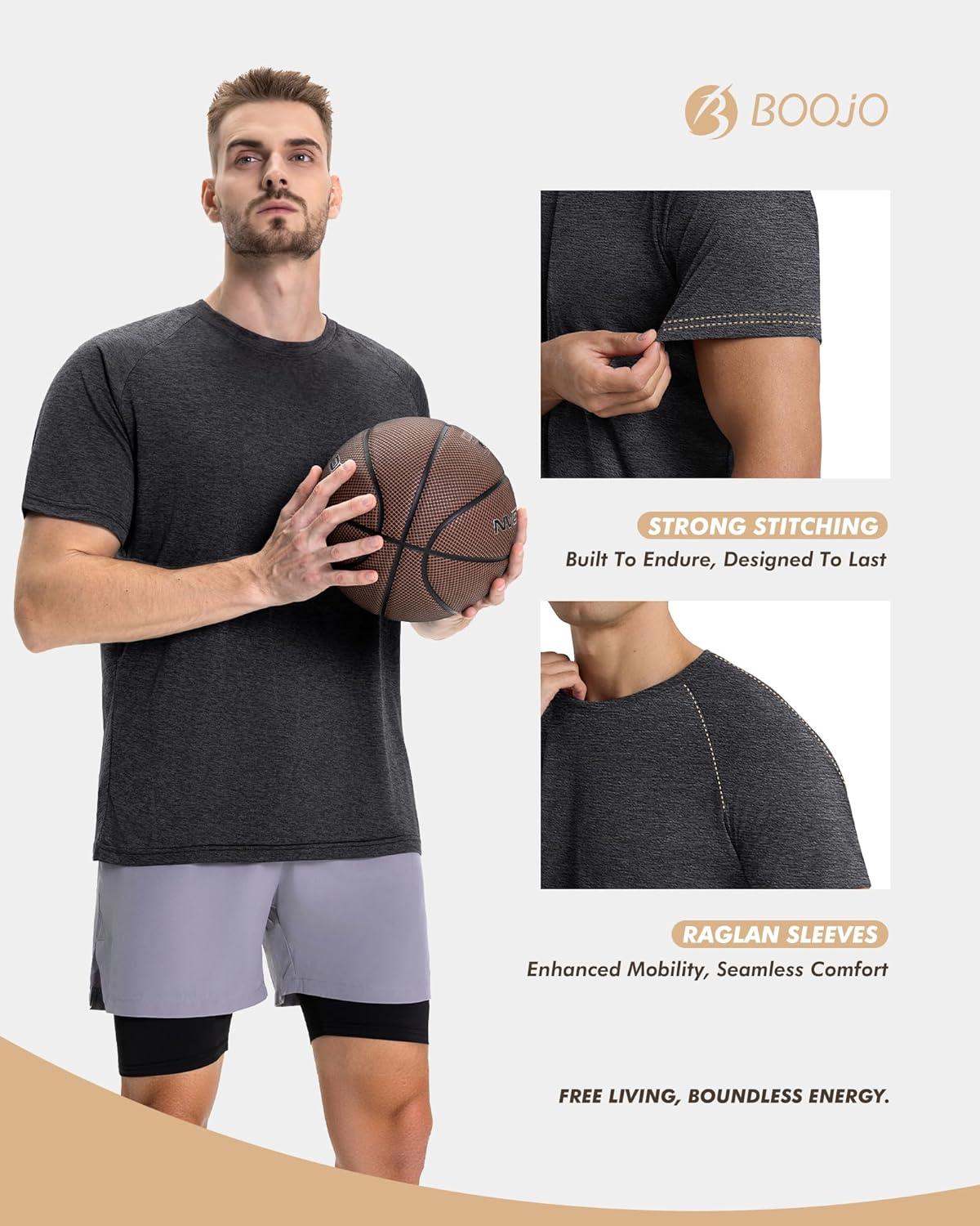 image:image7 Pack Workout Shirts for Men Quick Dry Moisture Wicking TShirts Short Sleeve Tees for Gym Running Athletic Sport2heather Black7
