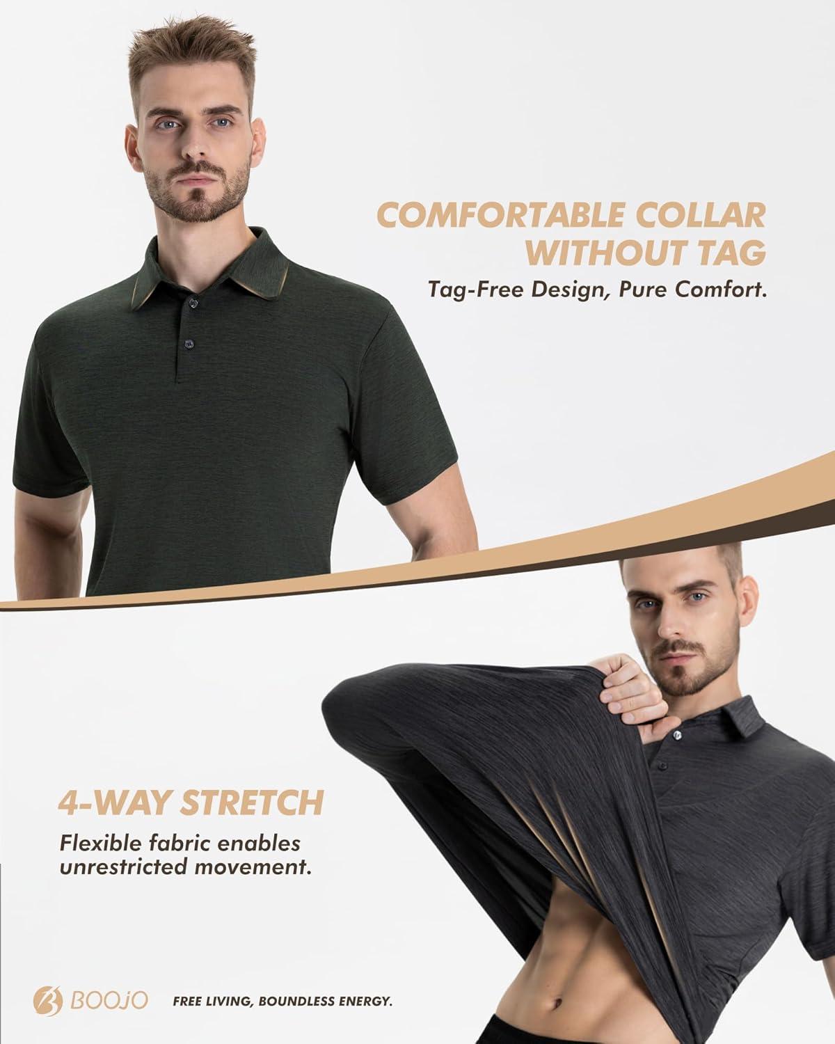 image:imageBOOJO 7 Pack Polo Shirts for Men Quick Dry Moisture Wicking Performance Short Sleeve Mens Golf Shirts for Casual Work2blackDark GreyLight GreyNavy BlueDark BlueRedPurple