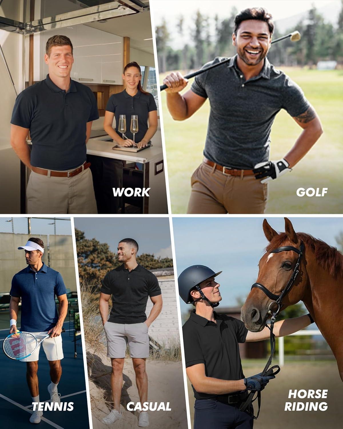 image:imageBOOJO 7 Pack Polo Shirts for Men Quick Dry Moisture Wicking Performance Short Sleeve Mens Golf Shirts for Casual Work2blackDark GreyLight GreyNavy BlueDark BlueRedPurple