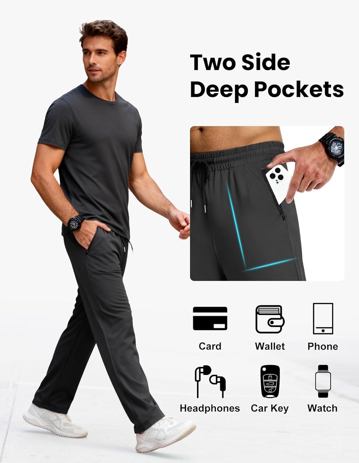 image:imageCE CERDR 34 Pack Mens Sweatpants with Zipper Pockets Athletic Workout Jogger Pants for Men Running Jogging Casual Pants3 Pack Black Dark Gray Light Gray