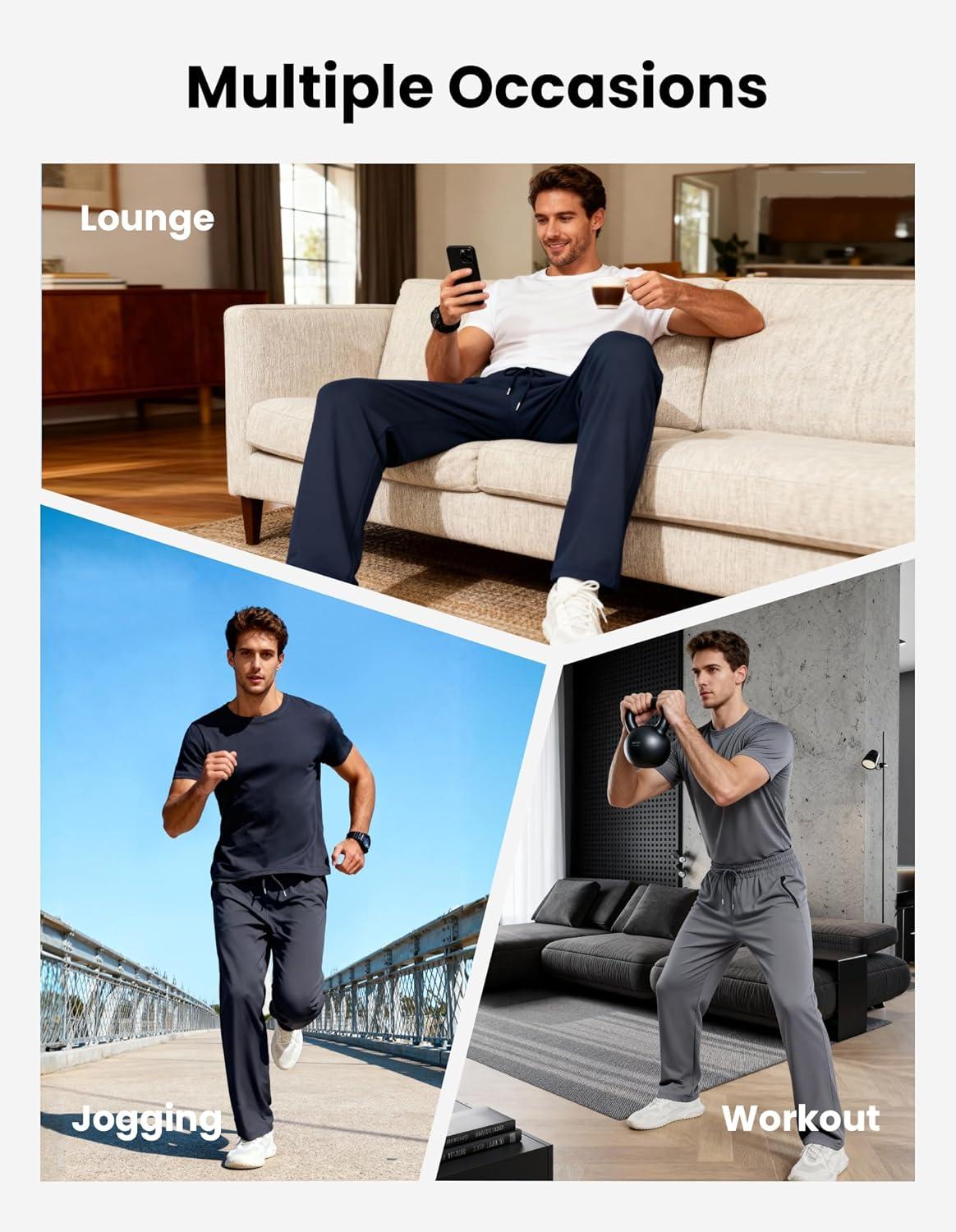 image:imageCE CERDR 34 Pack Mens Sweatpants with Zipper Pockets Athletic Workout Jogger Pants for Men Running Jogging Casual Pants3 Pack Black Dark Gray Light Gray