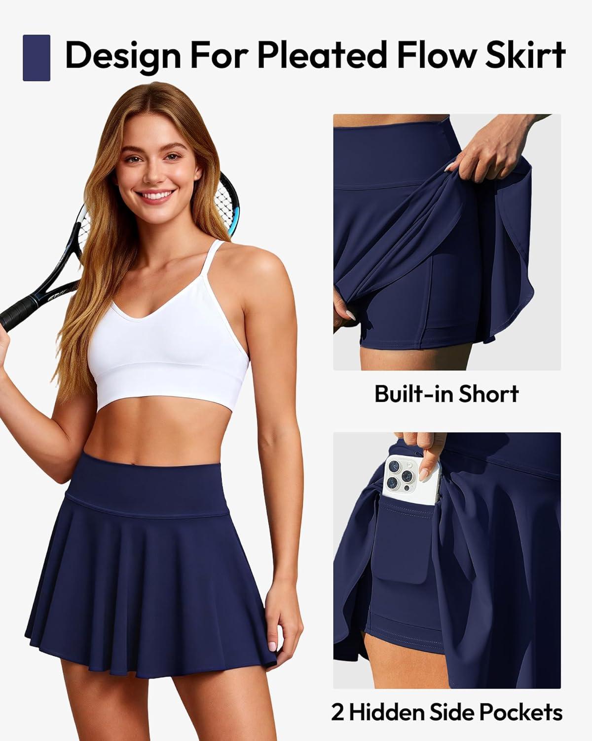 image:imageCE CERDR 35 Pack Womens Tennis Skirts Pleated Athletic Skorts with Pockets High Waisted Golf Workout SkirtBlack white navy dark Grey red