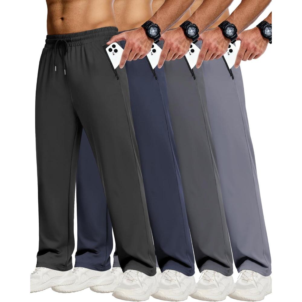 image:imageCE CERDR 34 Pack Mens Sweatpants with Zipper Pockets Athletic Workout Jogger Pants for Men Running Jogging Casual Pants4 Pack Black Navy Dark Gray Light Gray